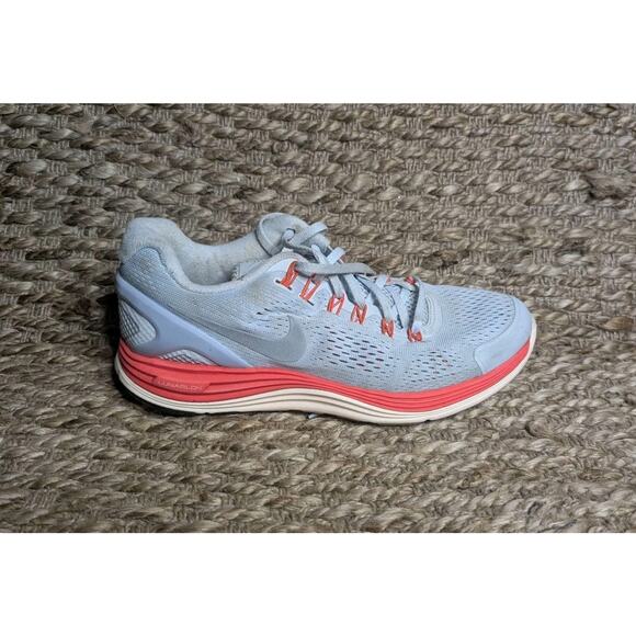 Nike Lunarglide 4 + H2O Repel Womens Gray Salmon Lace Up Running Shoes Size 8 - Picture 1 of 11